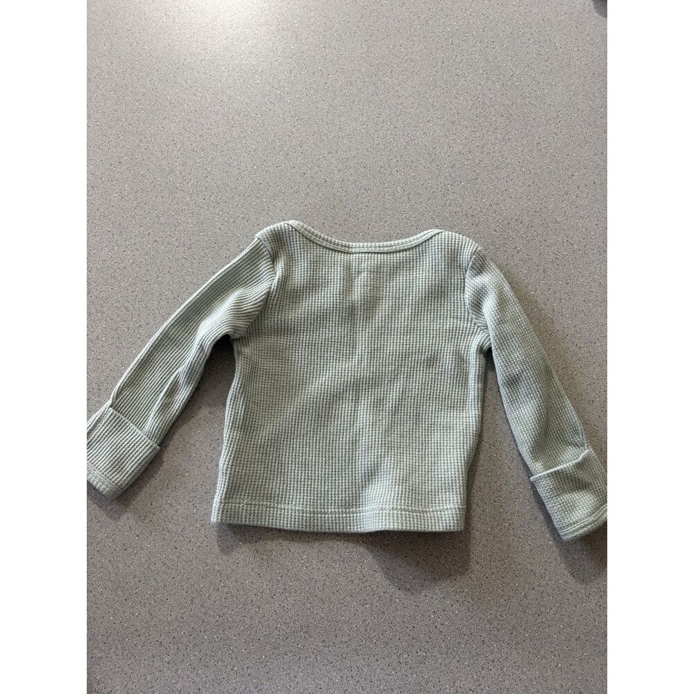 Carter's Sage Green Waffle 2 Piece Set with Fold Over Mittens Size: 3 Months - Picture 4 of 7